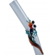 Hand Crafted Designer Glass Straw – Gecko Rainbow