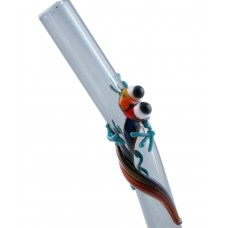 Hand Crafted Designer Glass Straw – Gecko Rainbow